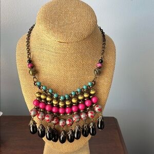 Multicolored Layered Necklace with Bold Design
